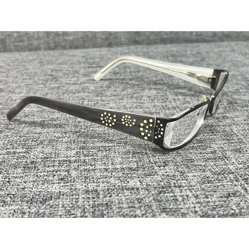 Chelsea Morgan GM Black White Rectangular Eyeglasses 51-16-135 Dotted Temple